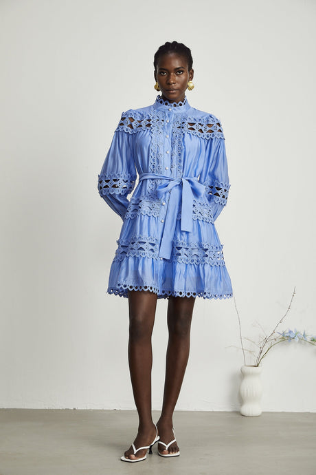 Nova blue cutout belted mini dress