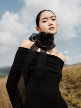 Sofia Off Shoulder Maxi Dress – Adjustable Neckline – Soft Stretch Fit