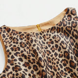 Nunzia Midi Dress - Round Neck - High Waist - A Line - Leopard Print - Elegant