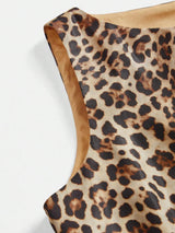 Nunzia Midi Dress - Round Neck - High Waist - A Line - Leopard Print - Elegant