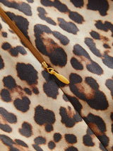 Nunzia Midi Dress - Round Neck - High Waist - A Line - Leopard Print - Elegant