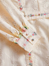 Oakley Midi Dress - Shirt Collar - Bishop Sleeve - High Waist - Floral Pattern - Elegant Style