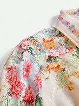 Oakley Midi Dress - Shirt Collar - Bishop Sleeve - High Waist - Floral Pattern - Elegant Style