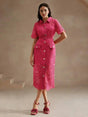 Oakley Midi Dress - Shirt Collar - Elegant Style - High Waist - Pocket Details - Slim Fit