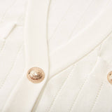 Oakley Skirt & Top Set Rib Knitted Button Detail White