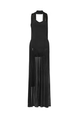 Octavia Black Asymmetrical Neckline Tulle Maxi Dress Formal Evening Wear