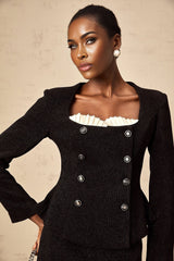 Octavia Skirt & Top Set Black Corduroy Panelled Lurex Fashion