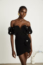 Odette black floralappliqué mini dress