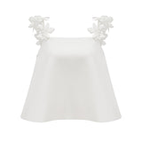 Odette white fauxfloral top  skirt matching set