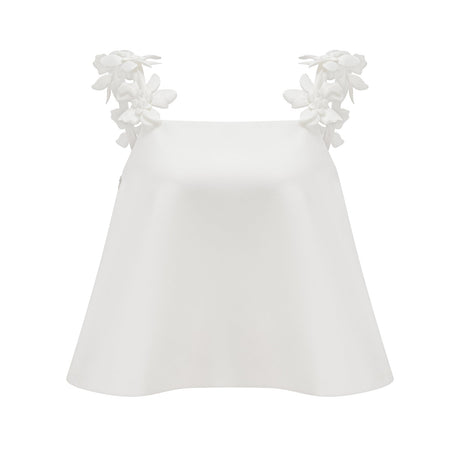 Odette white fauxfloral top  skirt matching set