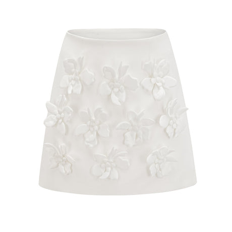 Odette white fauxfloral top  skirt matching set
