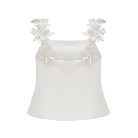Odette white fauxfloral top  skirt matching set