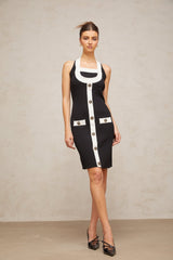 Ofelia Mini Dress Black White Halter Knit