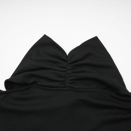Ofelia Top Black Ruched Halterneck Jersey & Metal Buckle Detail