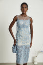 Olessia fauxflower lace midi dress
