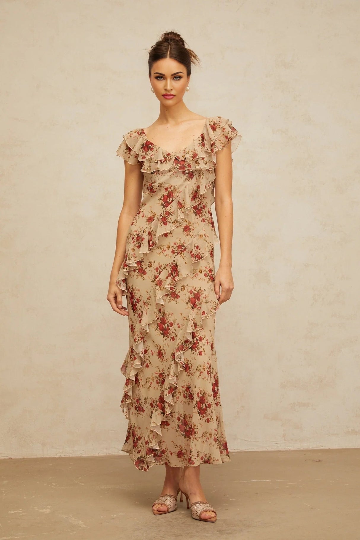 Olga Maxi Dress Floral Ruffle Hem