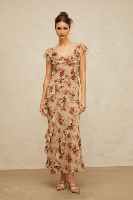 Olga Maxi Dress Floral Ruffle Hem