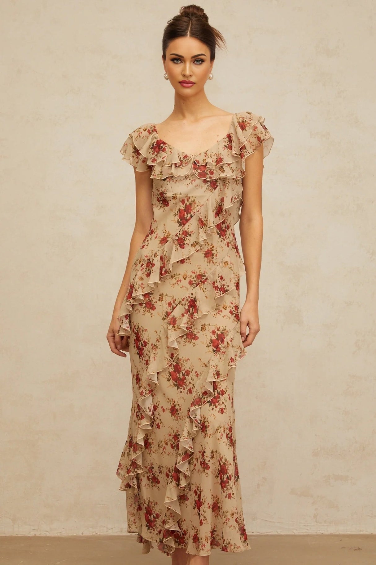 Olga Maxi Dress Floral Ruffle Hem