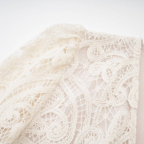 Olivia Long Sleeved Dress White Lace Pierced Effect V - Neck