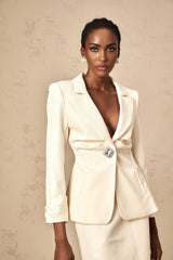 Ornella Blazer & Skirt Crystal Embellished Cinched Waist Set