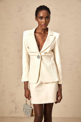 Ornella Blazer & Skirt Crystal Embellished Cinched Waist Set