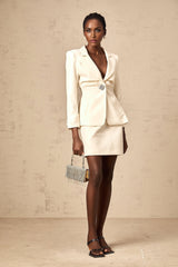 Ornella Blazer & Skirt Crystal Embellished Cinched Waist Set