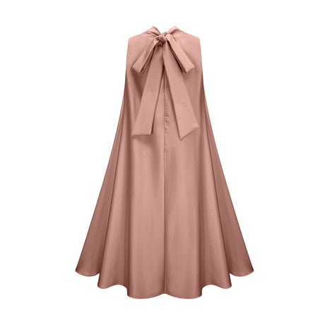 Ornella Floral Midi Dress in Soft Pink with Bead Embellishment & Rear Zip