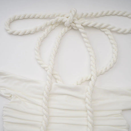 Ornella Midi Dress White Off - Shoulder Braid & Rope Detail