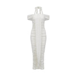 Ornella Midi Dress White Off - Shoulder Braid & Rope Detail