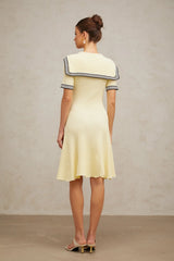Paige Knitted Dress with Nautical Detail in Yellow