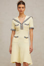 Paige Knitted Dress with Nautical Detail in Yellow