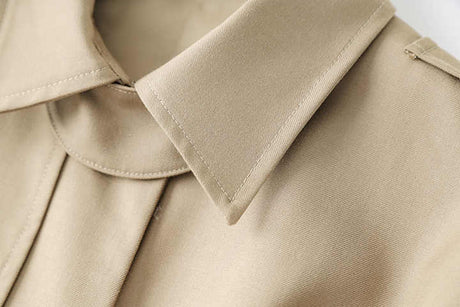 Paige Trench Coat – Oversized Belted Fit – Epaulettes – Military - Inspired Design