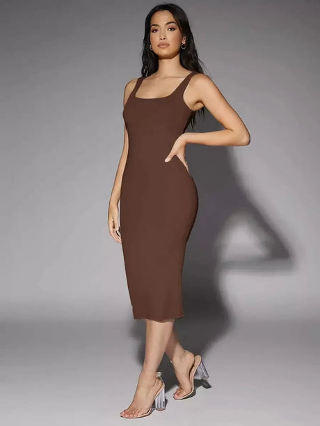 Paisley Midi Dress - Scoop Neck - Beach Occasion - Pencil Hem - Backless Detail - Elegant Style