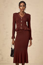 Paisley Skirt & Top Set Crystal Embellished Bordeaux Red