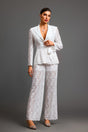 Paisley White Lace Overlay Two-Piece Dress with Long Sleeves and Cinched Waist