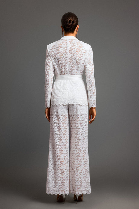 Paisley White Lace Overlay Two-Piece Dress