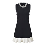 Palma Dress - A - Line Silhouette - Sleeveless Modern Style - Elegant Pearl Embellishment - Versatile for Spring & Summer