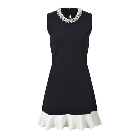 Palma Dress - A - Line Silhouette - Sleeveless Modern Style - Elegant Pearl Embellishment - Versatile for Spring & Summer