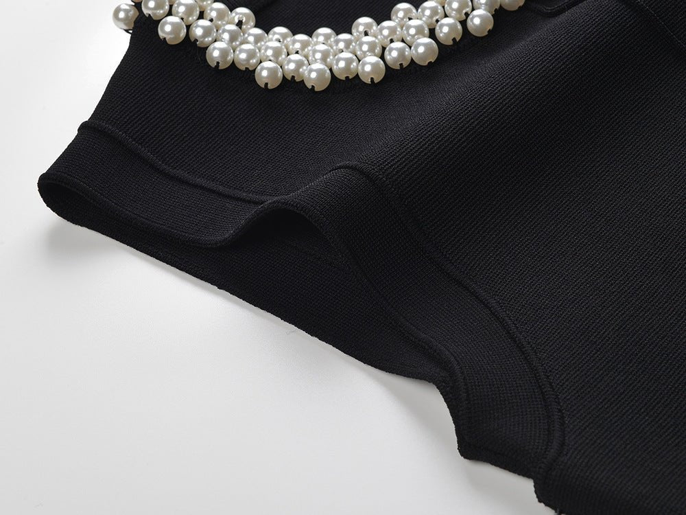 Palma Dress - A - Line Silhouette - Sleeveless Modern Style - Elegant Pearl Embellishment - Versatile for Spring & Summer