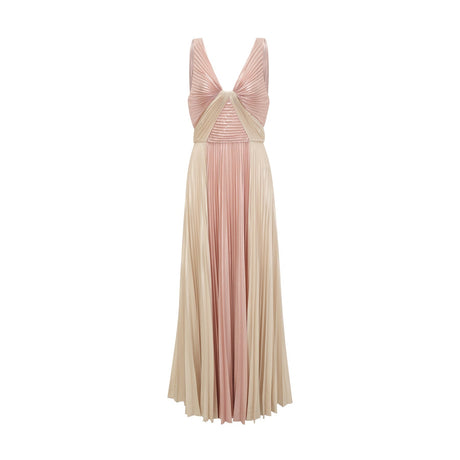 Palma Dress Pink & Gold Pleated Maxi