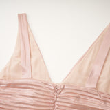 Palma Dress Pink & Gold Pleated Maxi