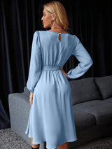 Paola Midi Dress - V Neck - Bishop Sleeve - High Waist - Elegant