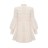 Paola Mini Dress - Mock Neck Long Sleeve Gathered Design