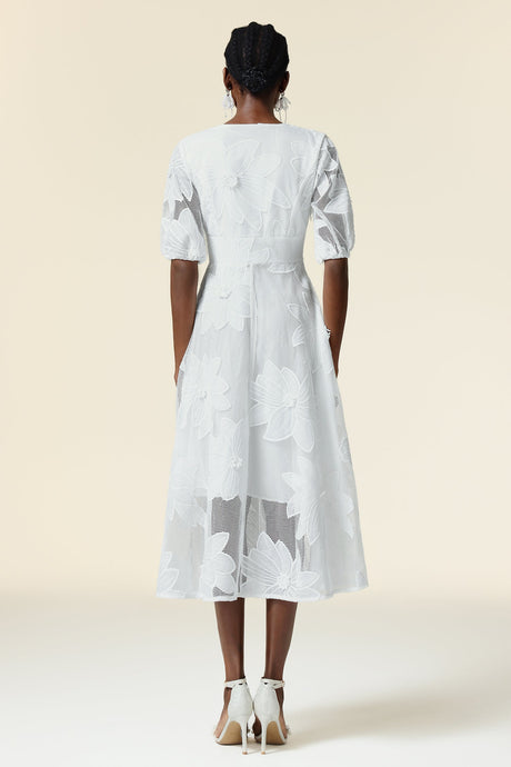 Paola White Lace Floral Dress