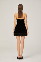 Paolina Mini Dress Black Bow Off The Shoulder ALine Flare