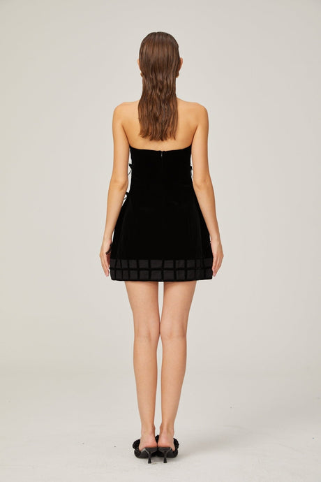 Paolina Mini Dress Black Bow Off The Shoulder ALine Flare