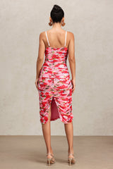 Paolina Pink Floral Halter Midi Dress