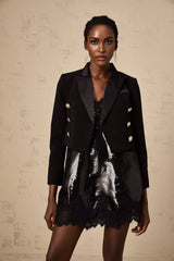 Paris Blazer - Peak Lapels - Long Sleeves - Cropped - tone Buttons