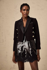 Paris Blazer with Gold Tone Buttons & Cropped Hem