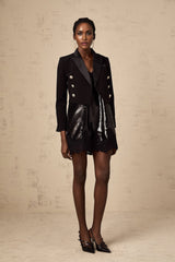 Paris Blazer with Gold Tone Buttons & Cropped Hem